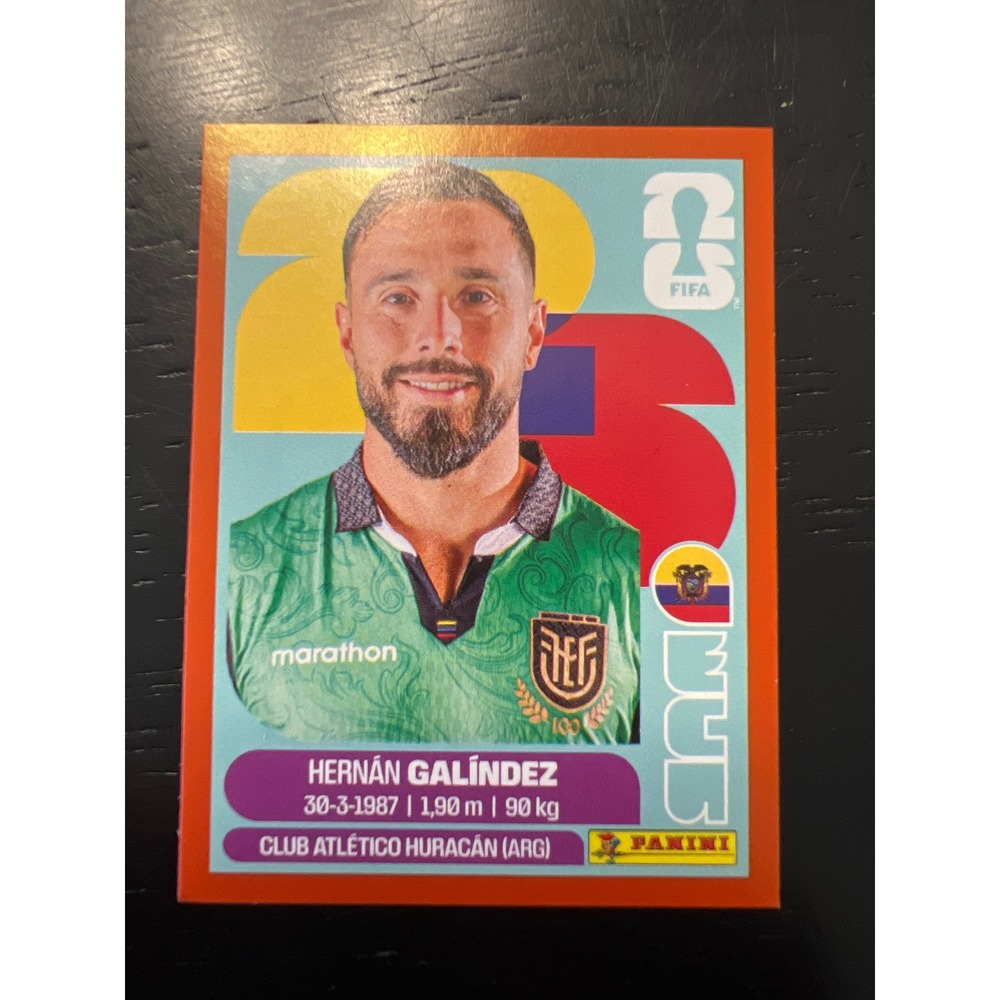 Panini FIFA World Cup 2026 Ecuador Hernan Galindez Sticker ECU 2 Orange Border
